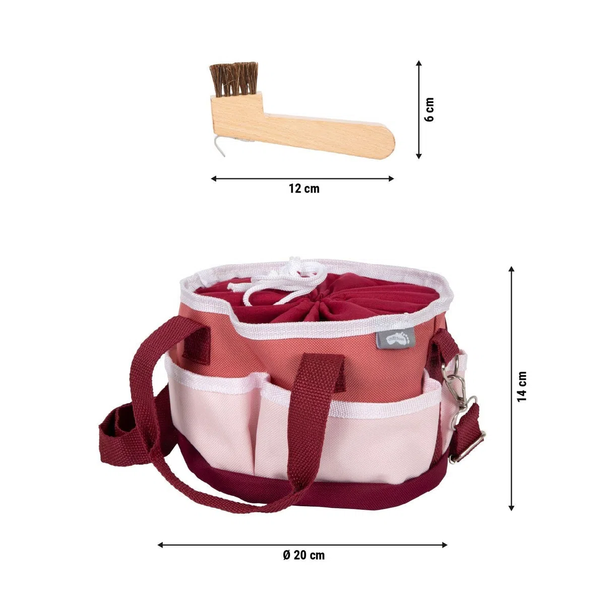 small foot Set Aseo para Caballo con Bolsa roja Acc. Madera Aptos niños, Acc. Jugar con Caballos, +3 años, 12705