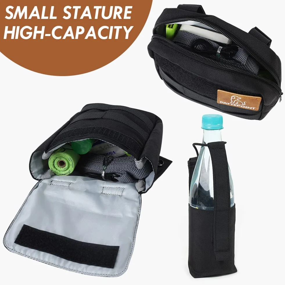 Pattepoint Mochila de Accesorios Adicional Dog Harness Bag para Sistema MOLLE, para Arnés Táctico para Perros, Bolsas Laterales para Arnés Perros Grandes - Negro