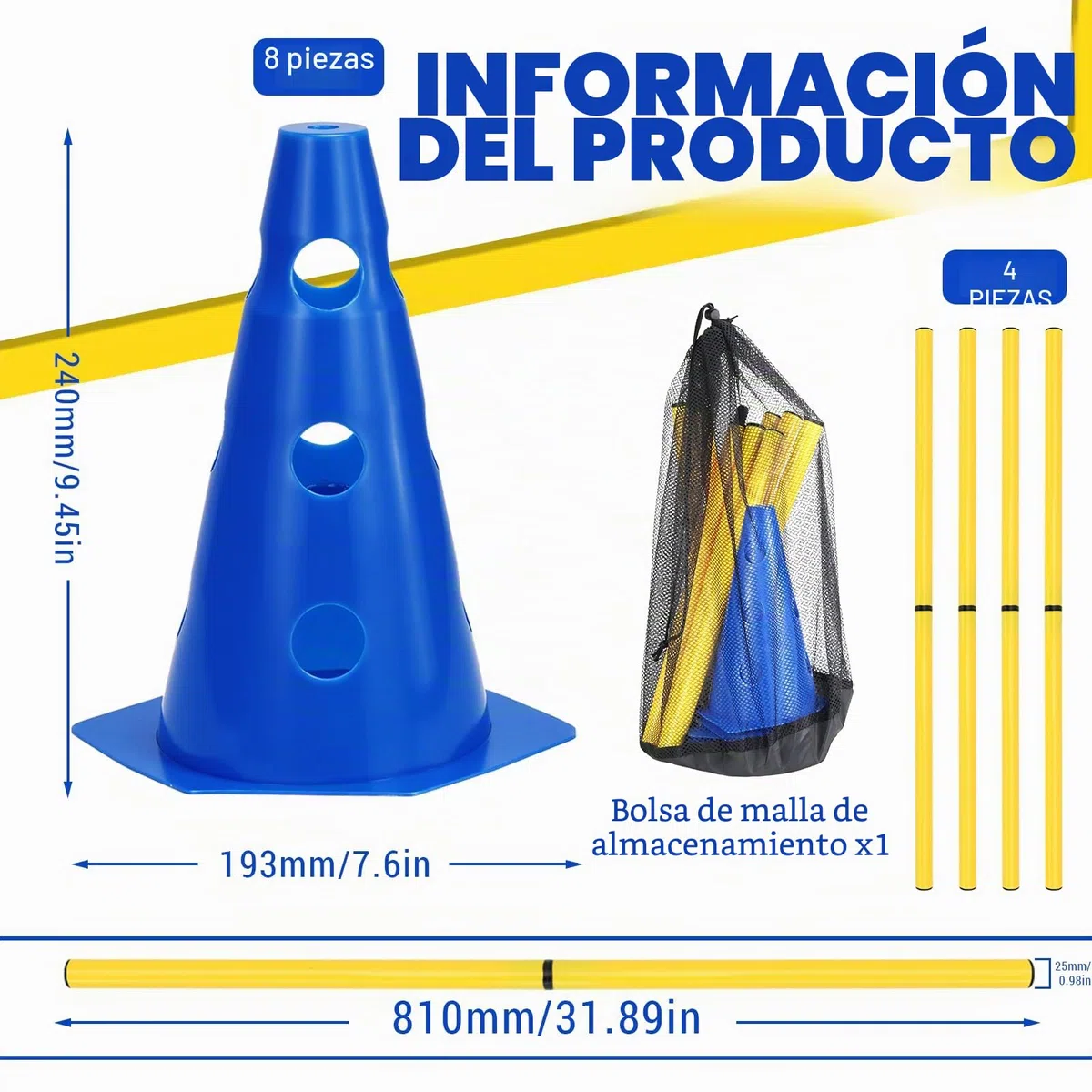 Agility Set Perros Barreras Juego de Obstáculos Niños Obstáculos para Niños Perros Parcurso para Saltar, Perro Cavaletti, 8 conos de 23 cm de altura + 8 barras de 80 cm de largo, para