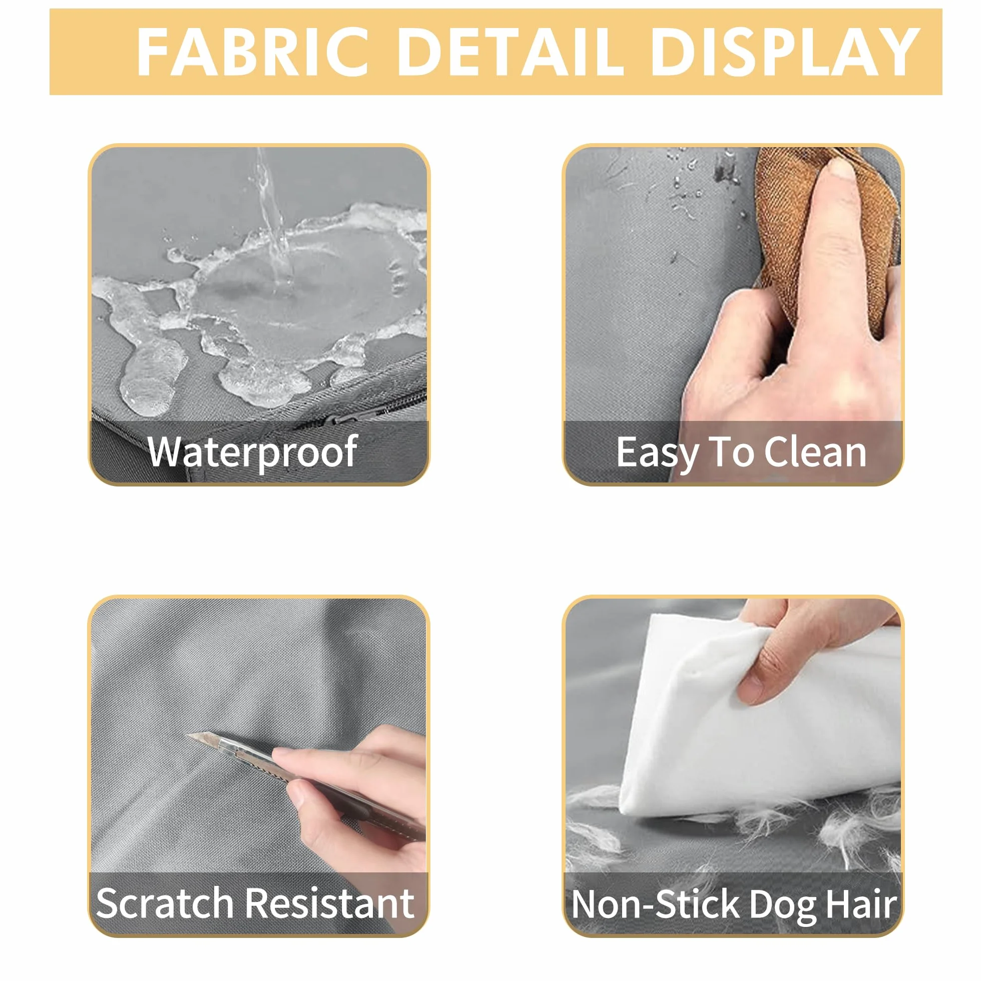 Funda Impermeable para Cama de Perro de Lona con Cremallera, Lavable, Funda de Repuesto para Jaula de Perro, 40 x 27 x 4 Pulgadas