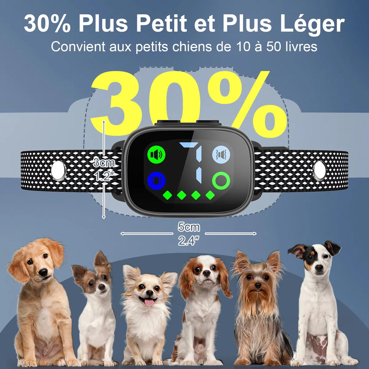 PcEoTllar Collar Antiladridos Perros, Collares Antiladridos para Perros Recargable, Detección Inteligente de Ladridos con Vibración/Sonido/Sonido más Vibración, Sensibilidad Ajustables, Negro