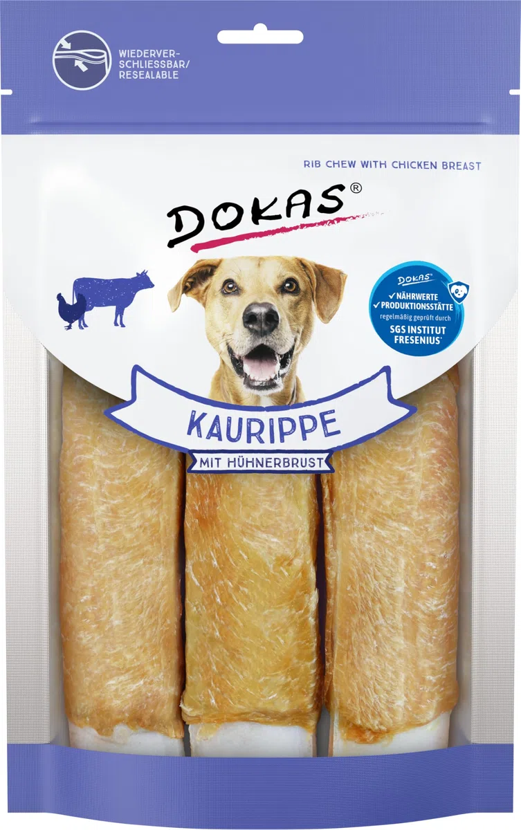 DOKAS Masticable premium sin cereales para perros y ndash; Ideal para perros grandes (paquete de 10 x 210 g)