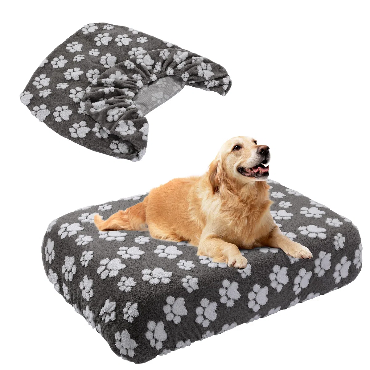 BALAPET Funda de cama lavable para perro, 100 % impermeable, de terciopelo de felpa suave para perro, funda ajustable reutilizable para cama de mascotas, funda extraíble para cama de perro grande