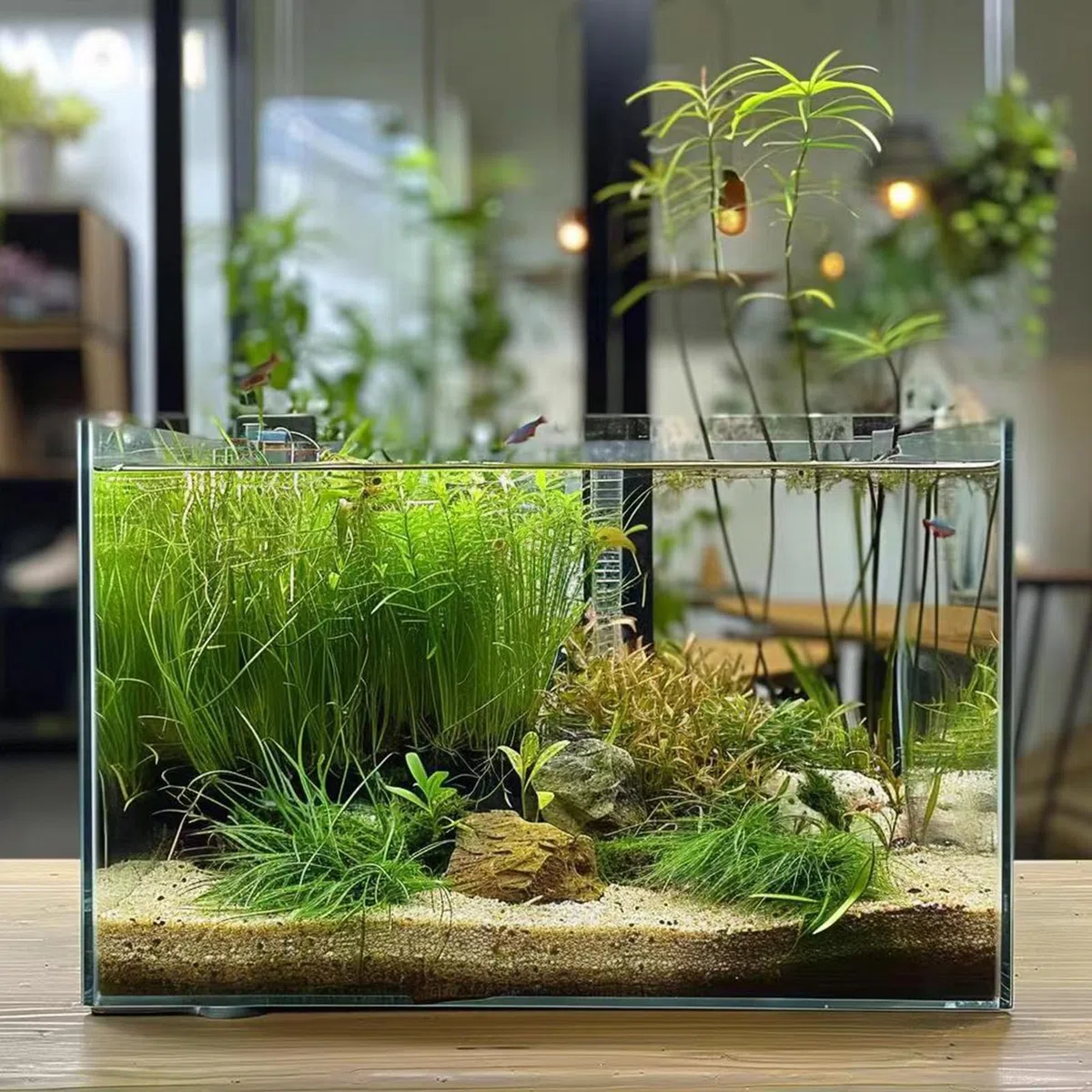Vimvins tanque de peces de vidrio de 3 galones, acuario pequeño fácil de mantener para peces betta/dorados/caracoles/camarones y plantación acuática.