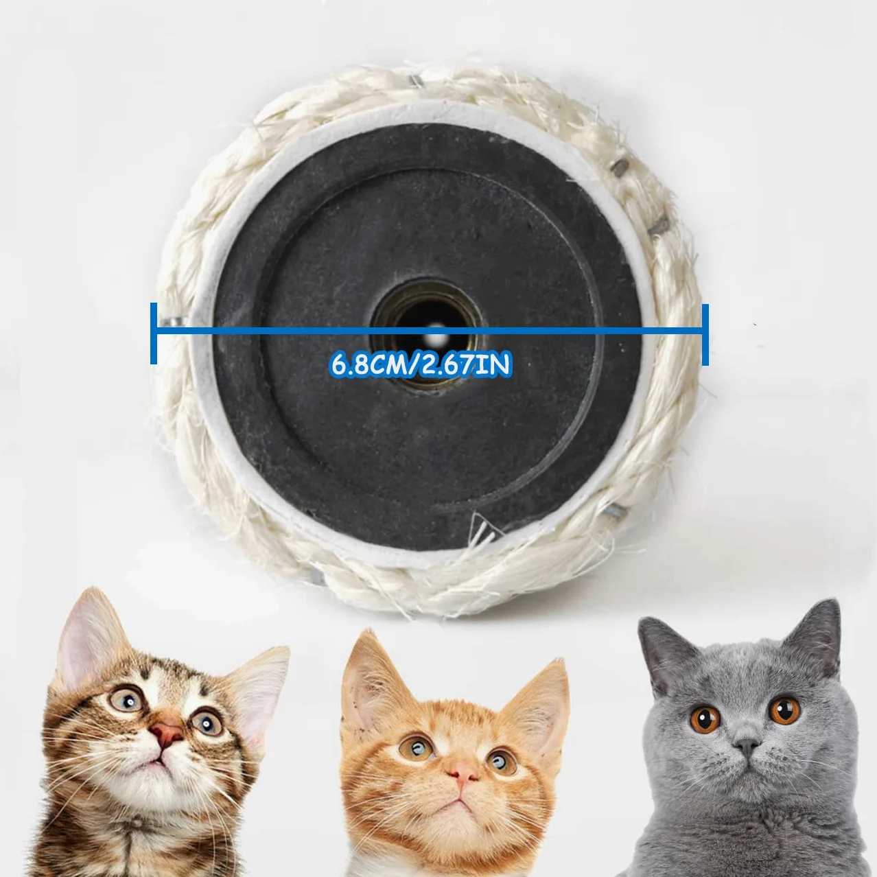 Poste rascador de sisal natural de repuesto para gatos, 40 cm, 2 piezas M8 Recambio de poste rascador para gatos, piezas del palo para reacondicionamiento, color blanco, incluye tornillos