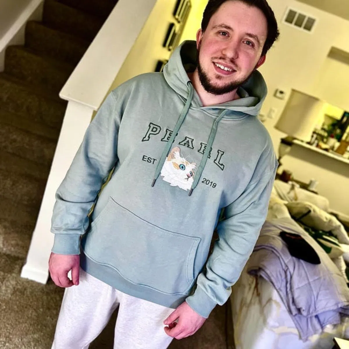 Sudadera con capucha y nombre bordado, personalizada para mascotas con foto