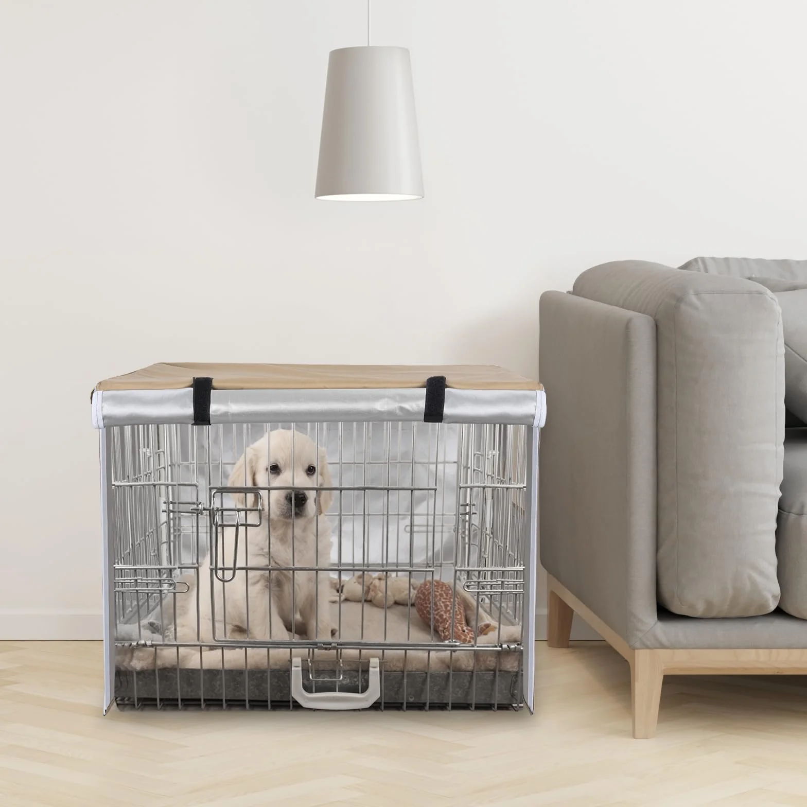 OUUTMEE Funda para jaula de perro de alambre de 24 pulgadas, cubierta impermeable de tela Oxford 210D para perrera, resistente al viento, cubierta para jaula de perro para protección interior y
