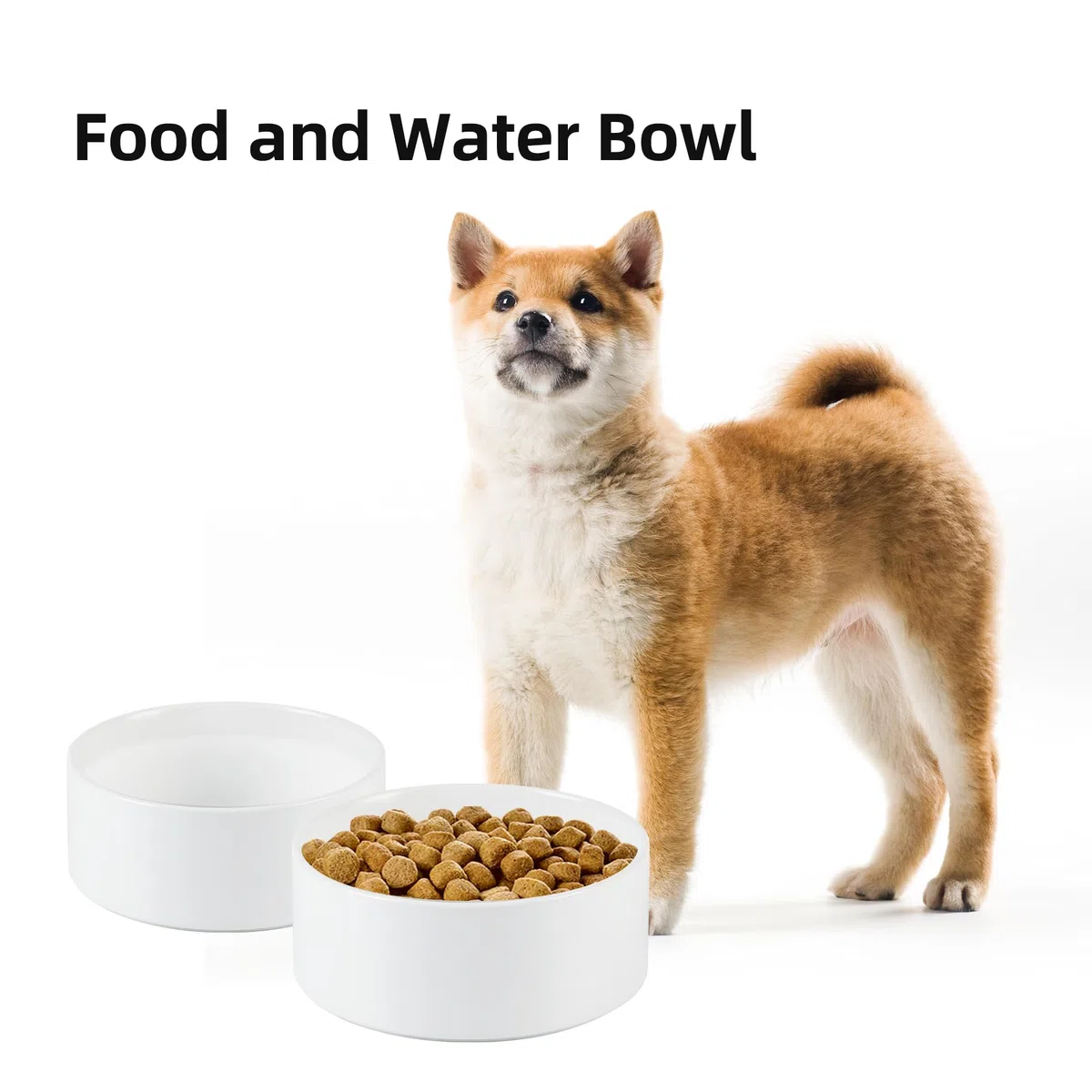 Havniva Cuenco Elevado de cerámica para Perros con Soporte Antideslizante para Perros medianos y Grandes, comedero y Agua (Cuenco de 850 ml, Blanco)