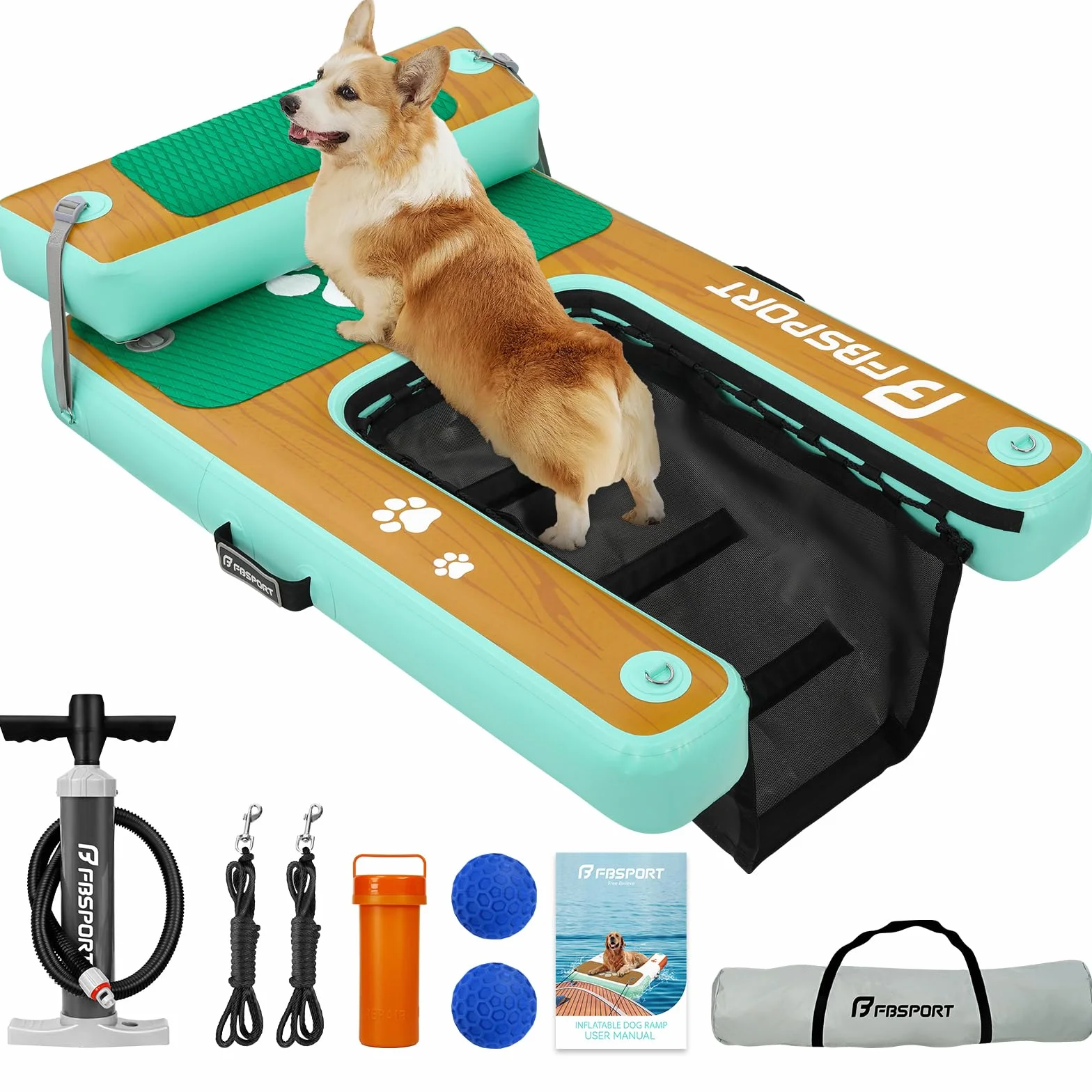 Rampa de Agua Hinchable para Perros, Escalera Flotante para Muelles Piscinas, Barcos, Lagos, Antideslizante de EVA para Perros de hasta 100 kg