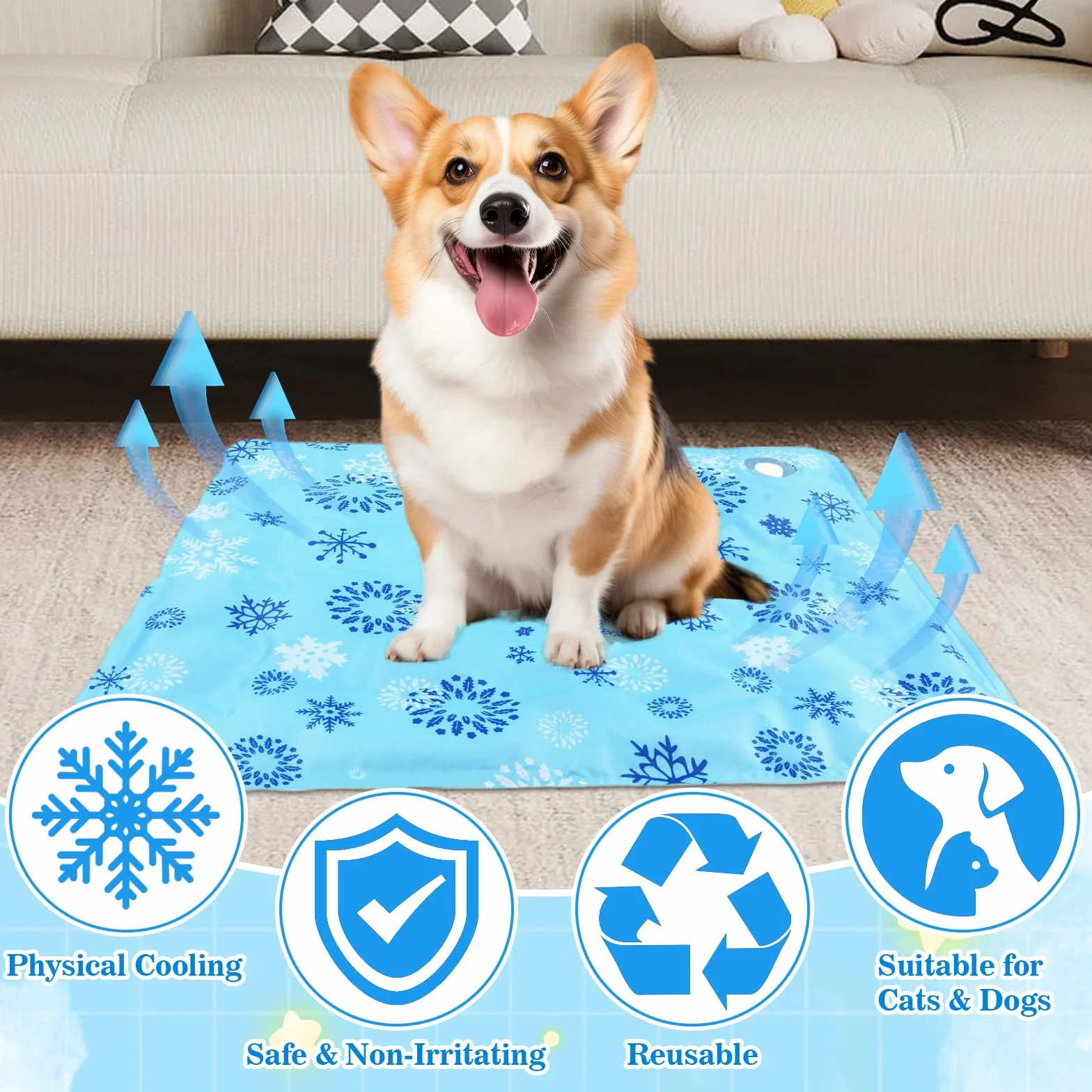 Manta Refrescante para Perros Pequeños y Gatos, Alfombra Refrigerante de Gel con Agua para Mascotas, Cama de Verano Impermeable y Fácil de Limpiar