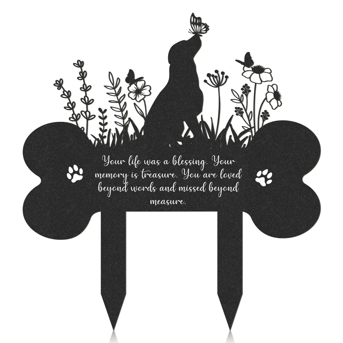 Rngmsi Marcadores de tumba para mascotas, marcadores de jardín conmemorativos de metal para perros, decoraciones de tumbas para cementerio, mascotas, placa impermeable para tumbas, lápida de mascota a