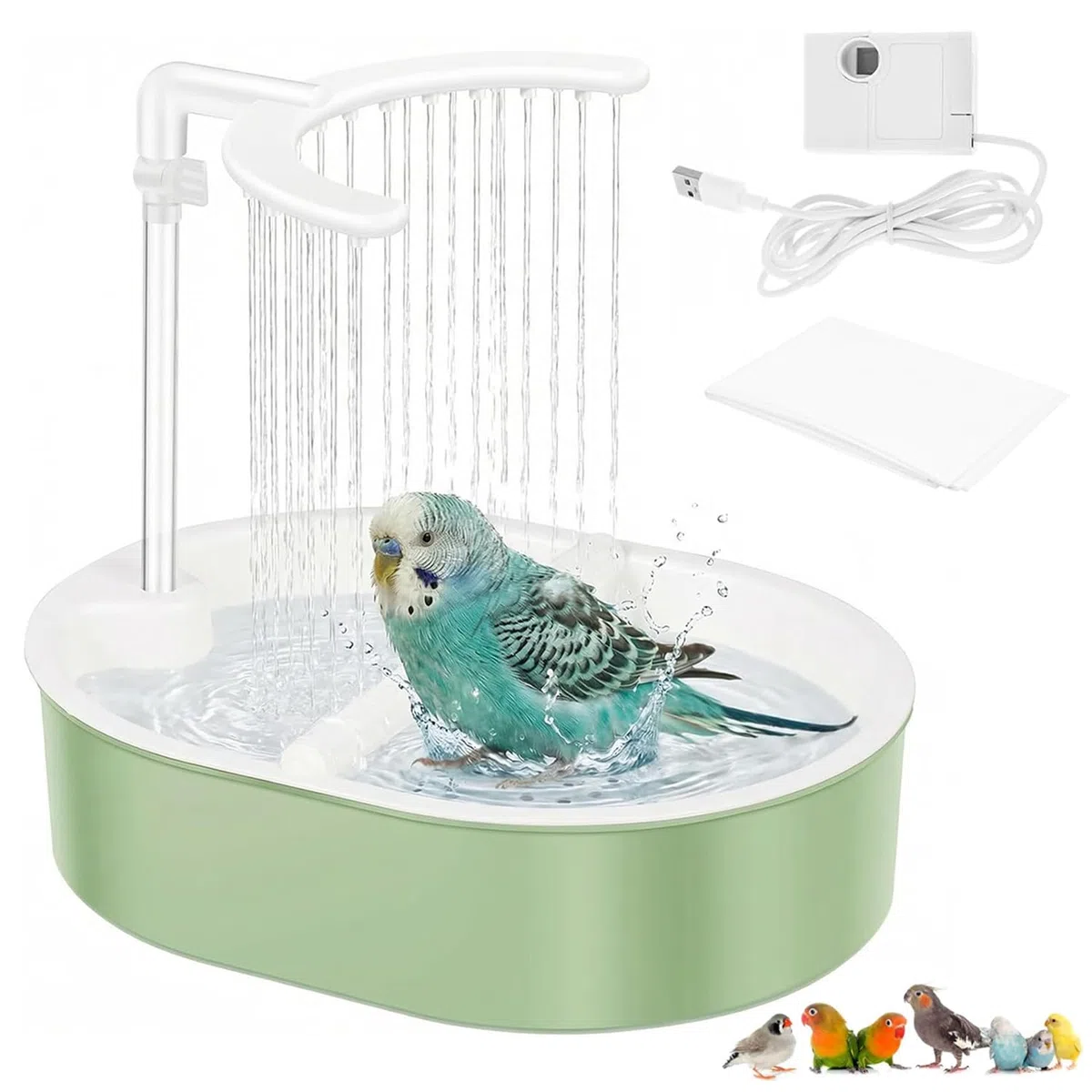 Baño Automático para Pájaros, Ducha para pájaros, Bañera de Ducha para Pájaros, Ducha automática para jaula, Baño para Jaula con Múltiples Salidas, para inseparables, periquitos, pájaros domésticos