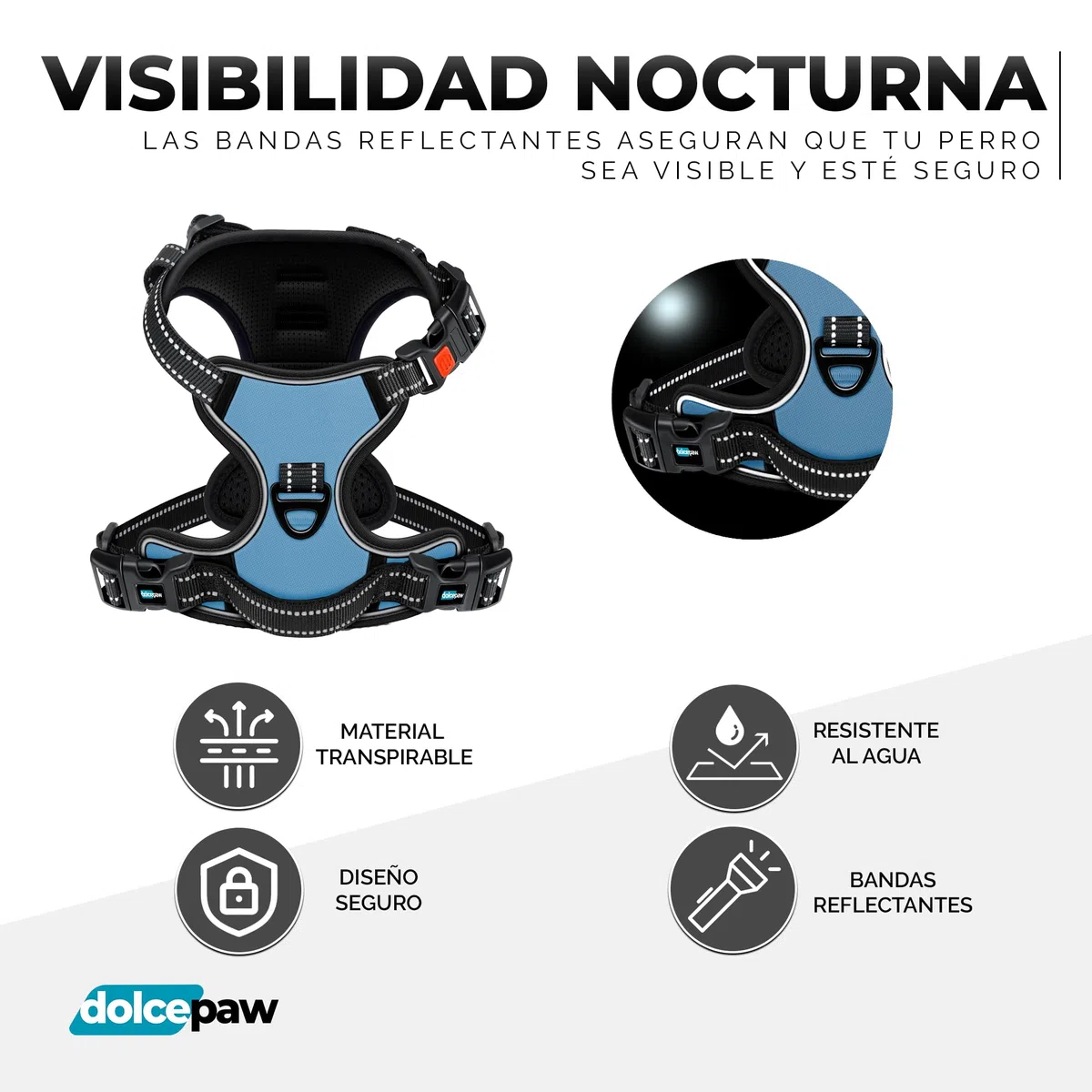Arnés para Perros Pequeños, Medianos y Grandes, Arnés Ajustable No-Pull con Tiras Reflectantes, Material Transpirable y Cómodo, Arnés de Pecho para Paseos y Adiestramiento