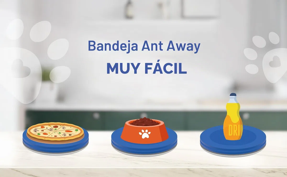 Ant Away Cat Dog Feeding Bowl Tray Ant Away Tray Plato de Comida para Mascotas Bandeja Segura para Interiores Sin Necesidad de Agua Ni Conexión Eléctrica Alimentadores Automáticos para Gatos