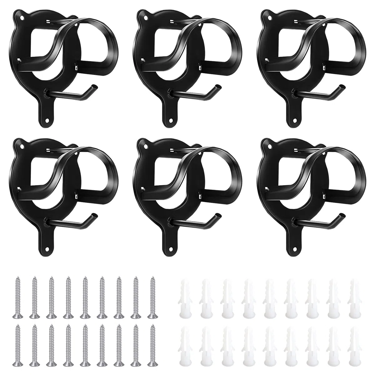 Cabestro Para Caballos, 6 Piezas de Soportes de Brida Para Caballos Soporte de Brida de Metal Ganchos de Brida Equipados Con Tubos de Expansión Y Tornillos Para Cuarto de Aperos Granero Establo(Negro)