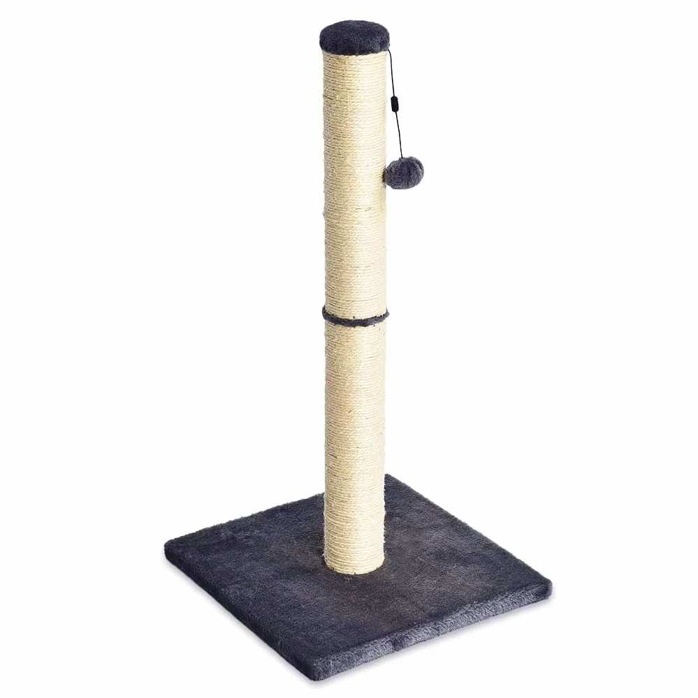 Amazon Basics Rascador para gatos de interior, estándar con juguete colgante, 80 cm, gris