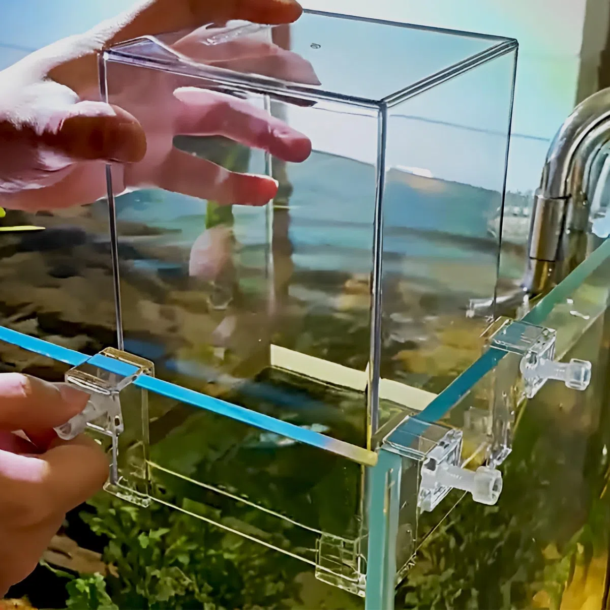 Torre de peces de presión negativa de acrílico, acuario de extensión de aire, acuario suspendido al vacío para paisajismo ecológico, piscina de peces de agua con reposición de agua para el hogar