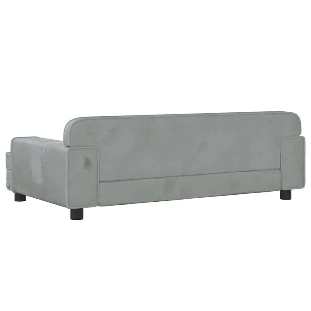 vidaXL Cama para Perro, Sofá para Mascotas con Marco de Madera, Cesta para Cachorros Casa Interior, Gris Claro 90x53x30 cm Terciopelo