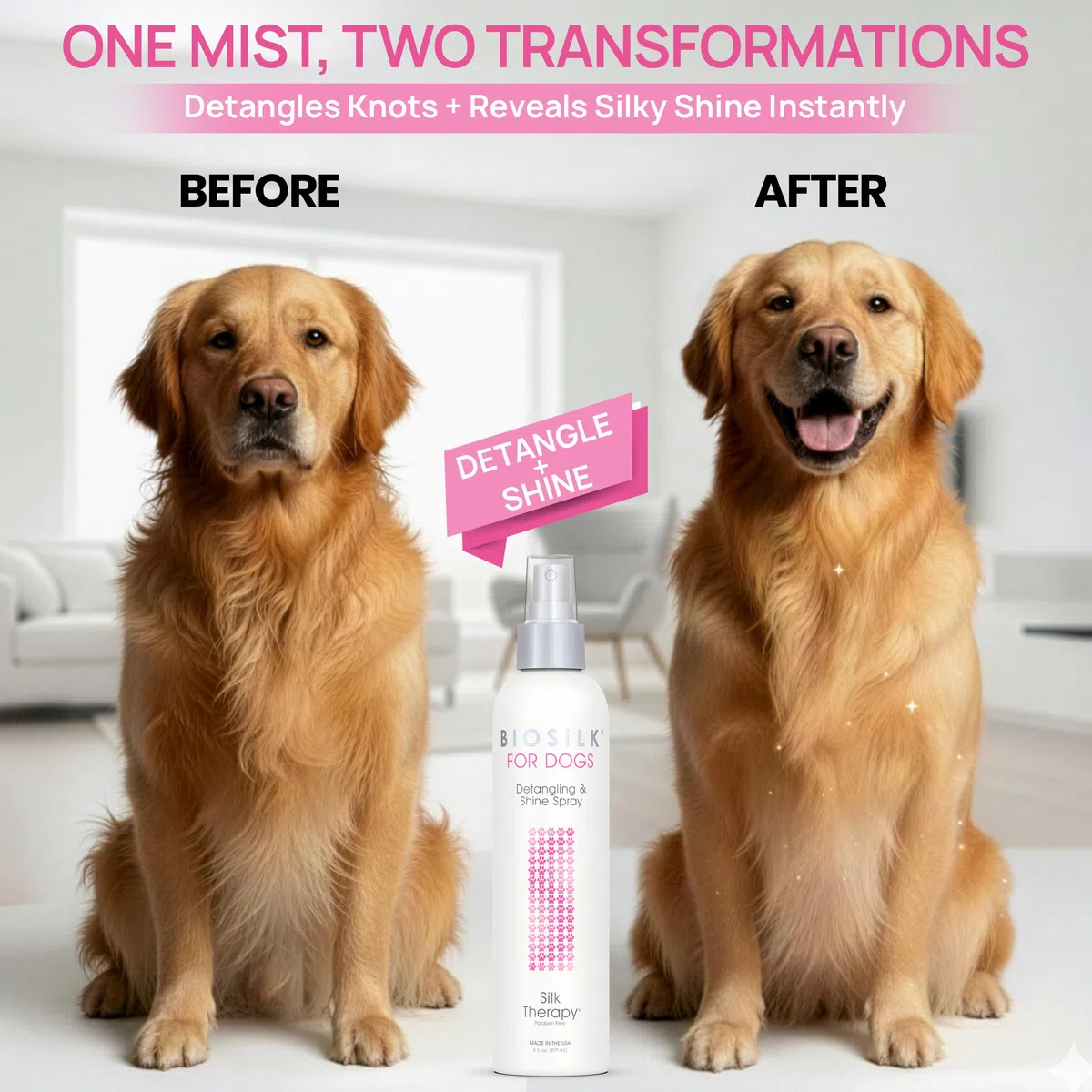 BioSilk Dog Detangling & Shine Protecting Mist 8oz-