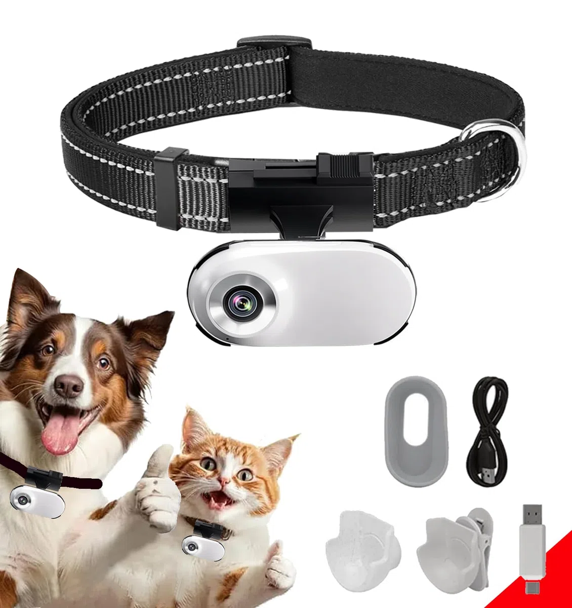 Collar de cámara HD 1080P para gatos con grabación de video, mini cámara deportiva inalámbrica, cámaras de acción pequeñas, cámara corporal para suministros de mascotas, regalo de cumpleaños