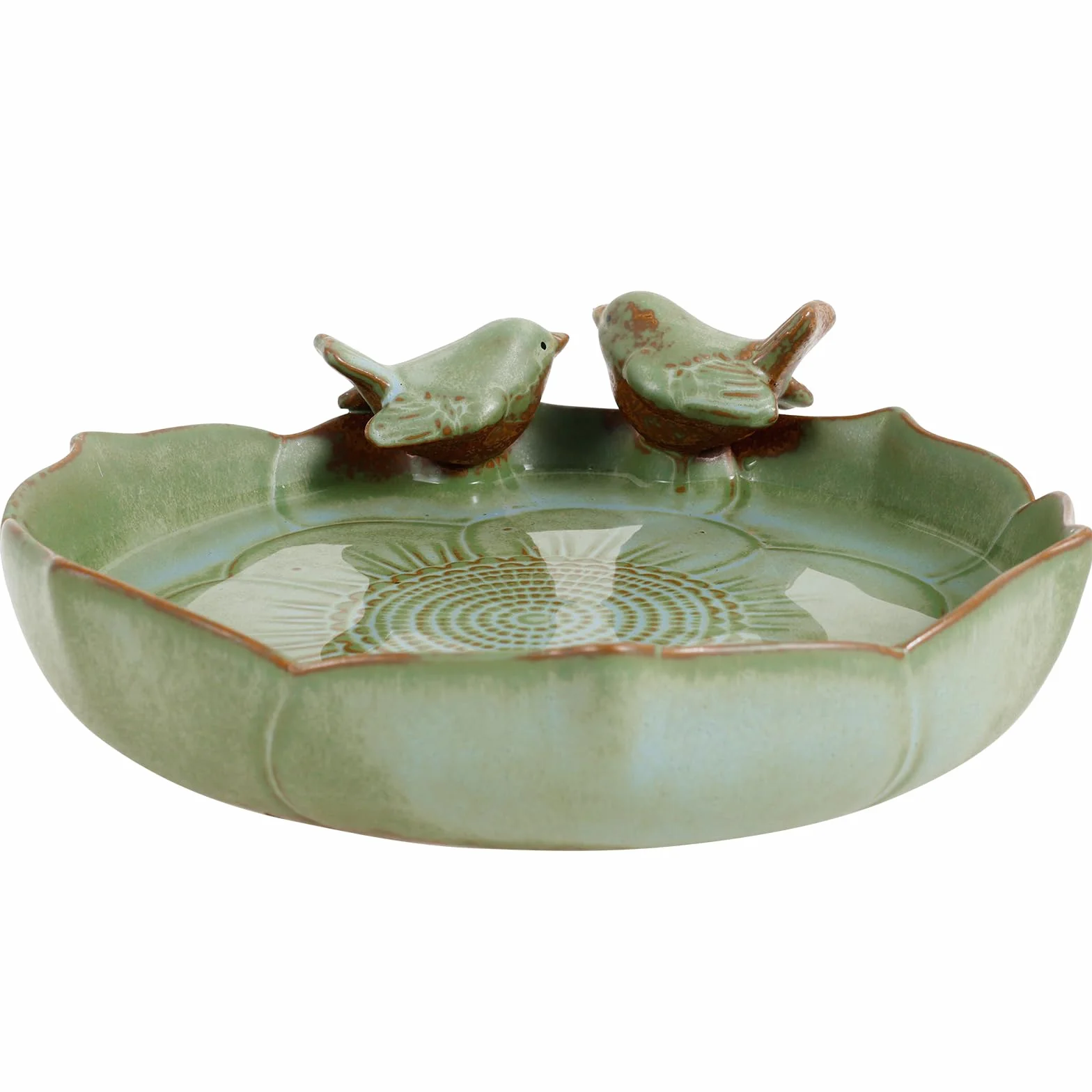 Bebedero para pájaros, resistente al invierno, redondo, 24 cm, cerámica esmaltada, para jardín, robusto, duradero, baño para pájaros, bebedero para pájaros, resistente a las heladas, para