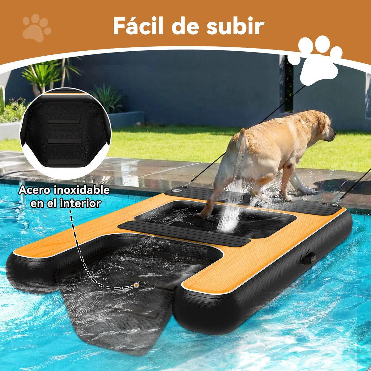 Rampa de Agua Hinchable para Perros 170 x 120 cm, Capacidad hasta 150 kg, Ideal para Muelles, Piscinas y Barcos