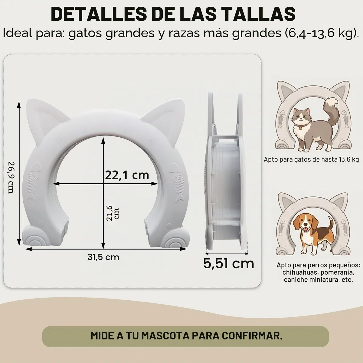 Wordcam Puerta interior grande para gatos, puerta interior XL para gatos, puertas para mascotas para gatos, gatitos y perros pequeños (blanco)