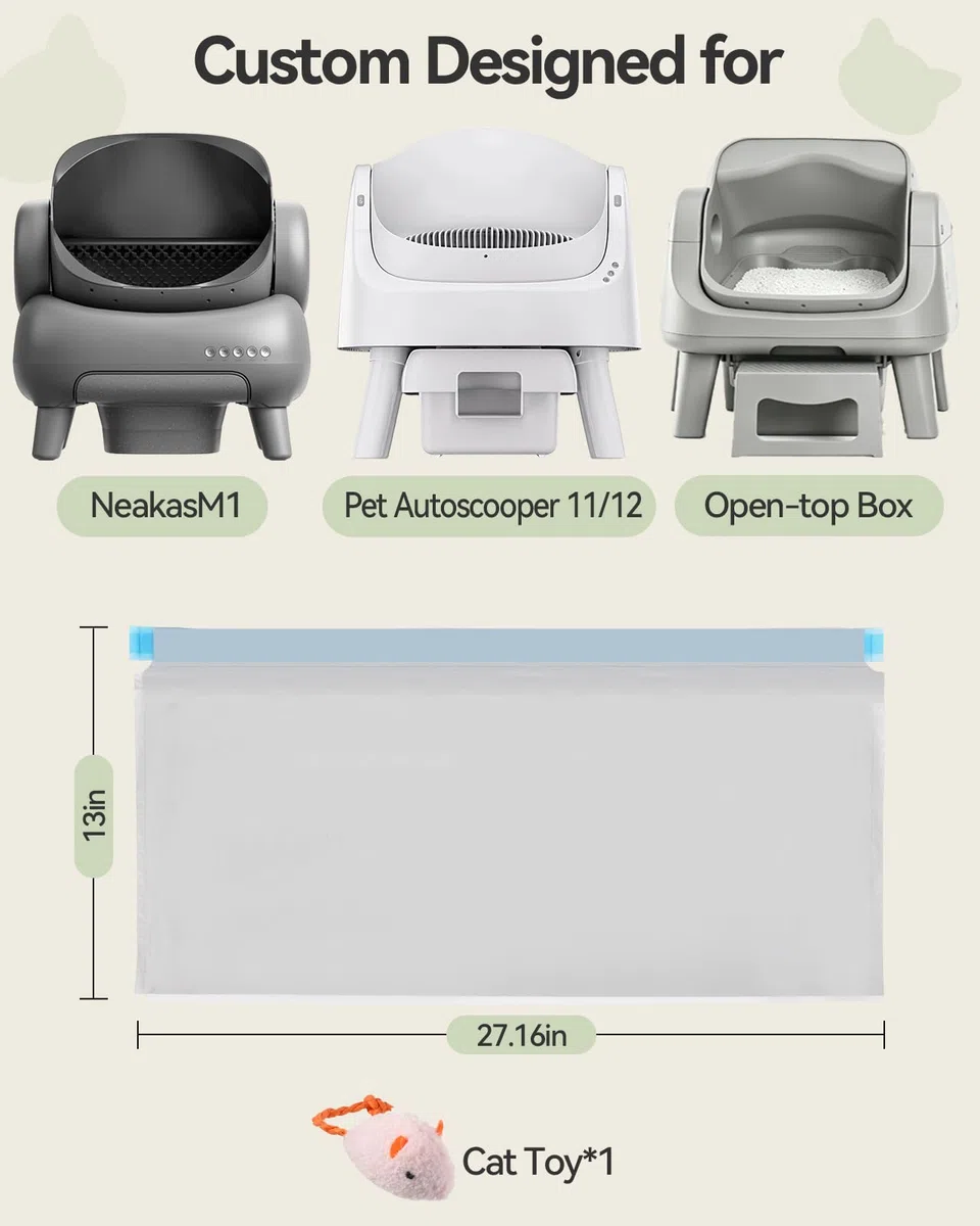 Bolsas para caja de arena para gatos Neakasa M1 y PetPivot Autoscooper 11, paquete de 40 bolsas automáticas para caja de arena para gatos a prueba de fugas