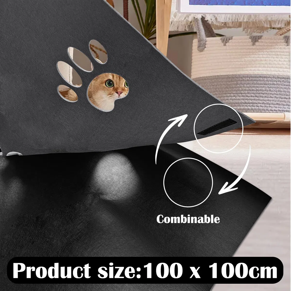 Juguete para gatos y alfombrilla para rascar, túnel de fieltro para gatos, túnel de juego y esterilla para dormir, para jugar de forma inteligente con .Número de patente: No 015084058-0001