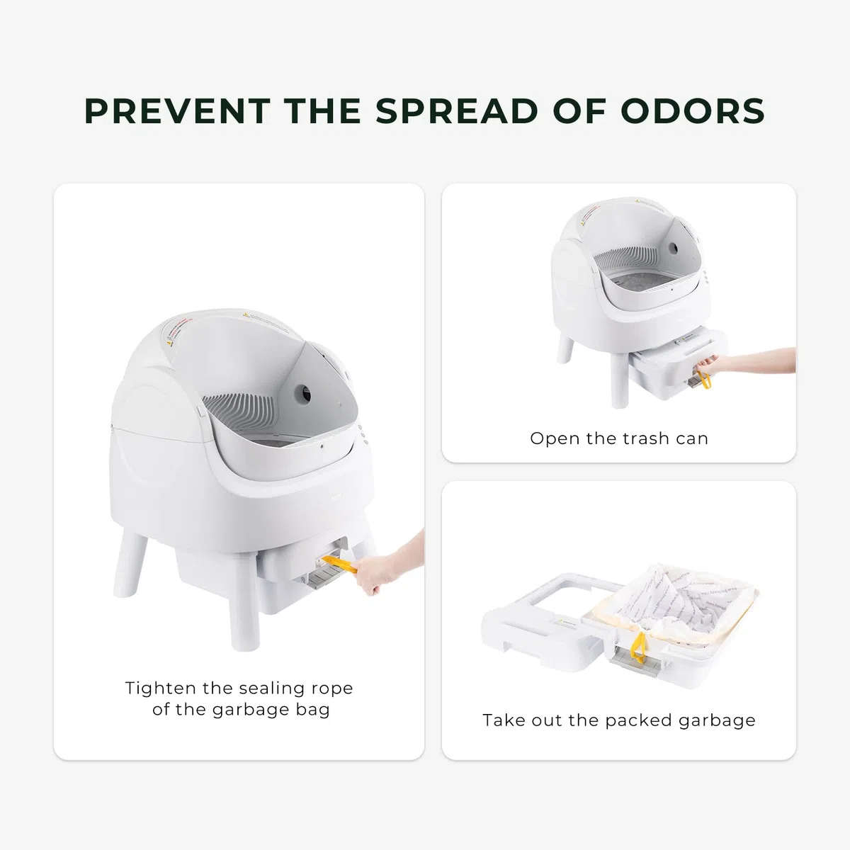 PetPivot 60 bolsas con asas para caja de arena autolimpiante, bolsas duraderas con cordón para arena de gato para PetPivot Caja de arena automática para gatos (3 rollos)