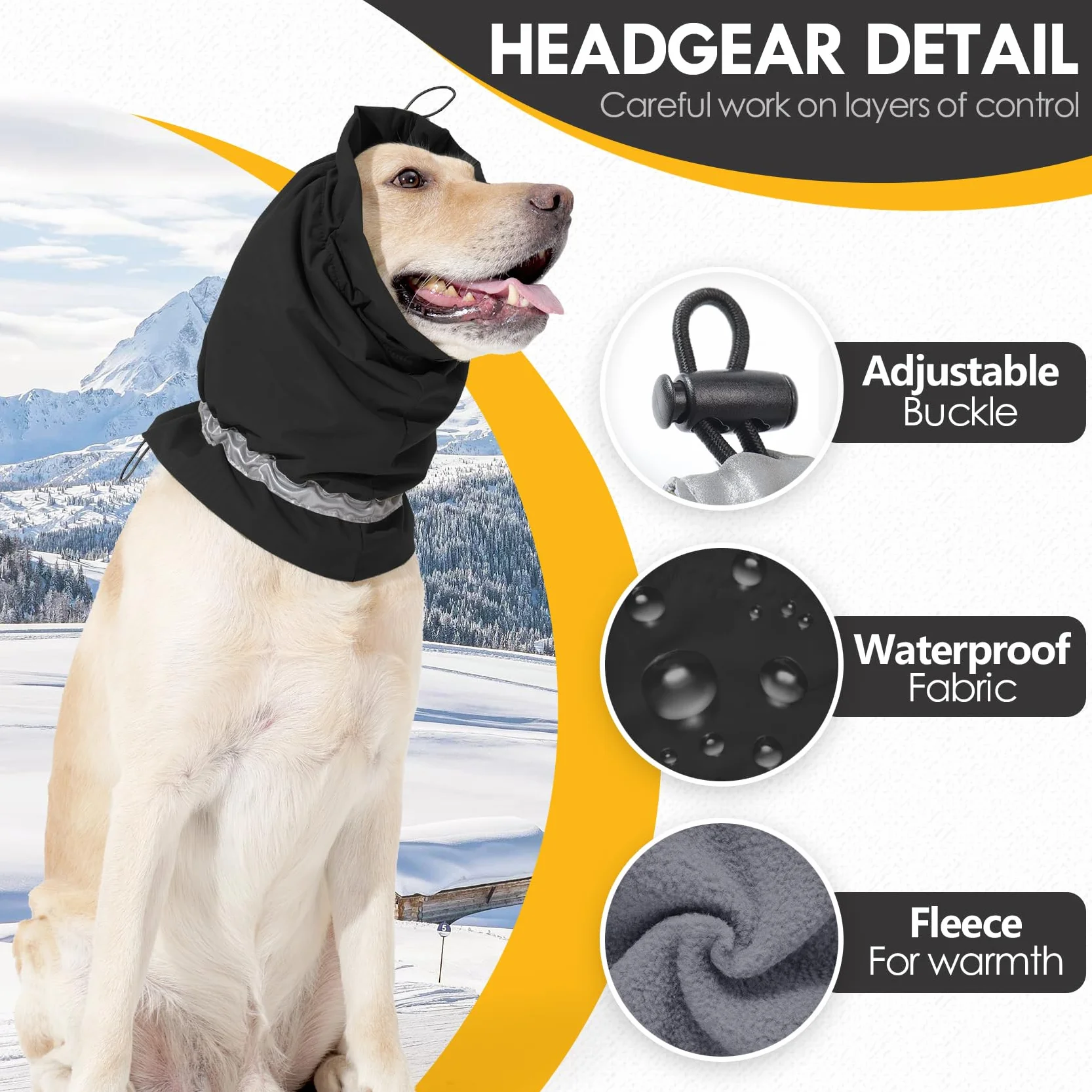 Protectores de orejas para perro, protección contra el ruido, capucha relajante, tira reflectante, cómoda, impermeable, calentador de cuello, para mascotas, para aliviar la ansiedad (negro, S)