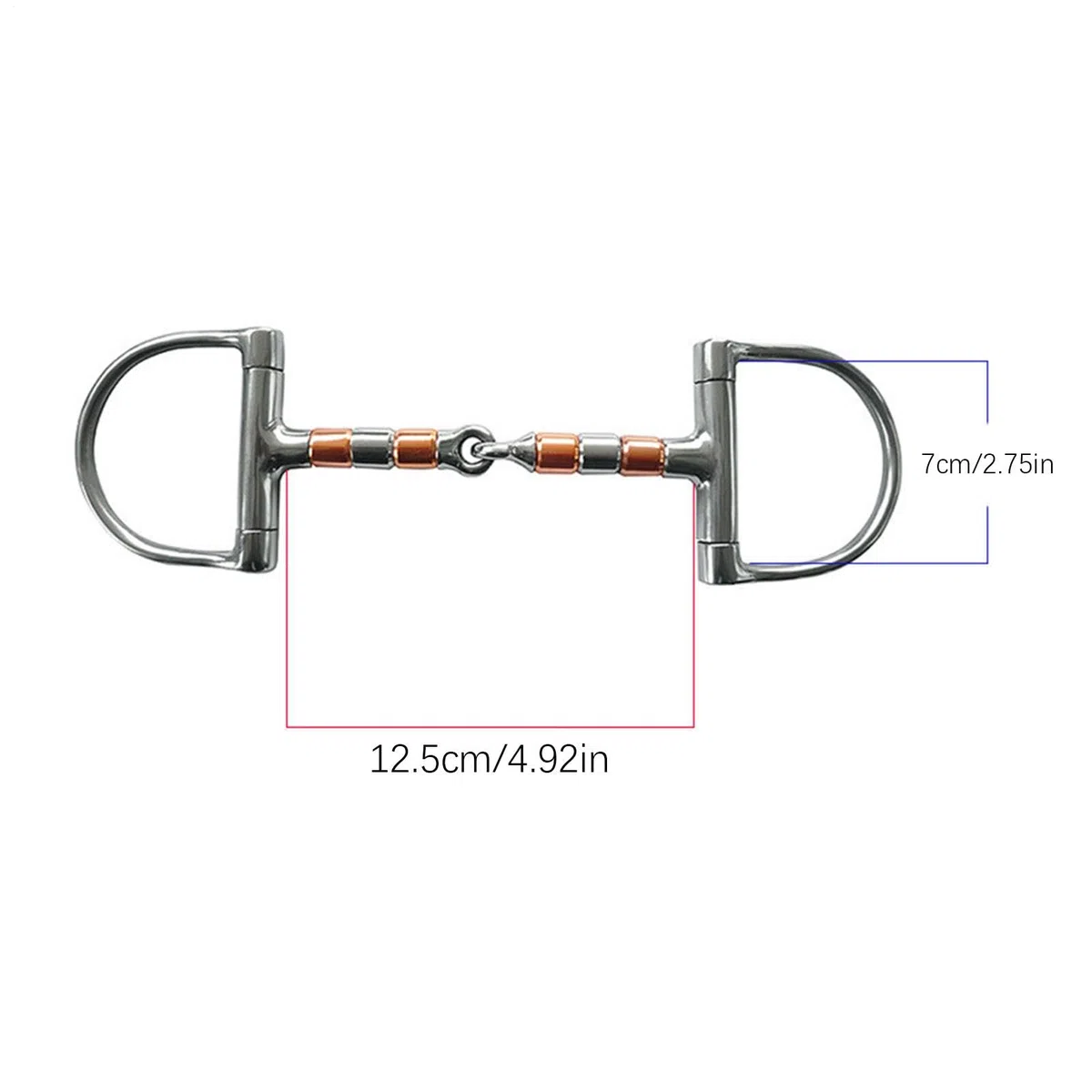 Broca para caballo de filete, Broca para caballo de acero inoxidable | Rodillo de broca bucal con cobre,Broca de caballo de articulación única, brocas de filete con anilla en D para