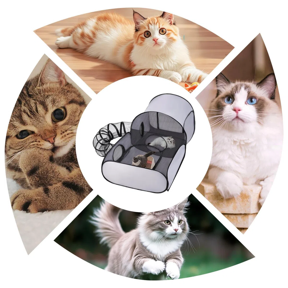 Corralito para gatos, túneles de recinto para gatos, juguetes interactivos plegables para casa, parque de juegos de ejercicio, bolígrafo portátil de viaje para mascotas, corral para perros, para