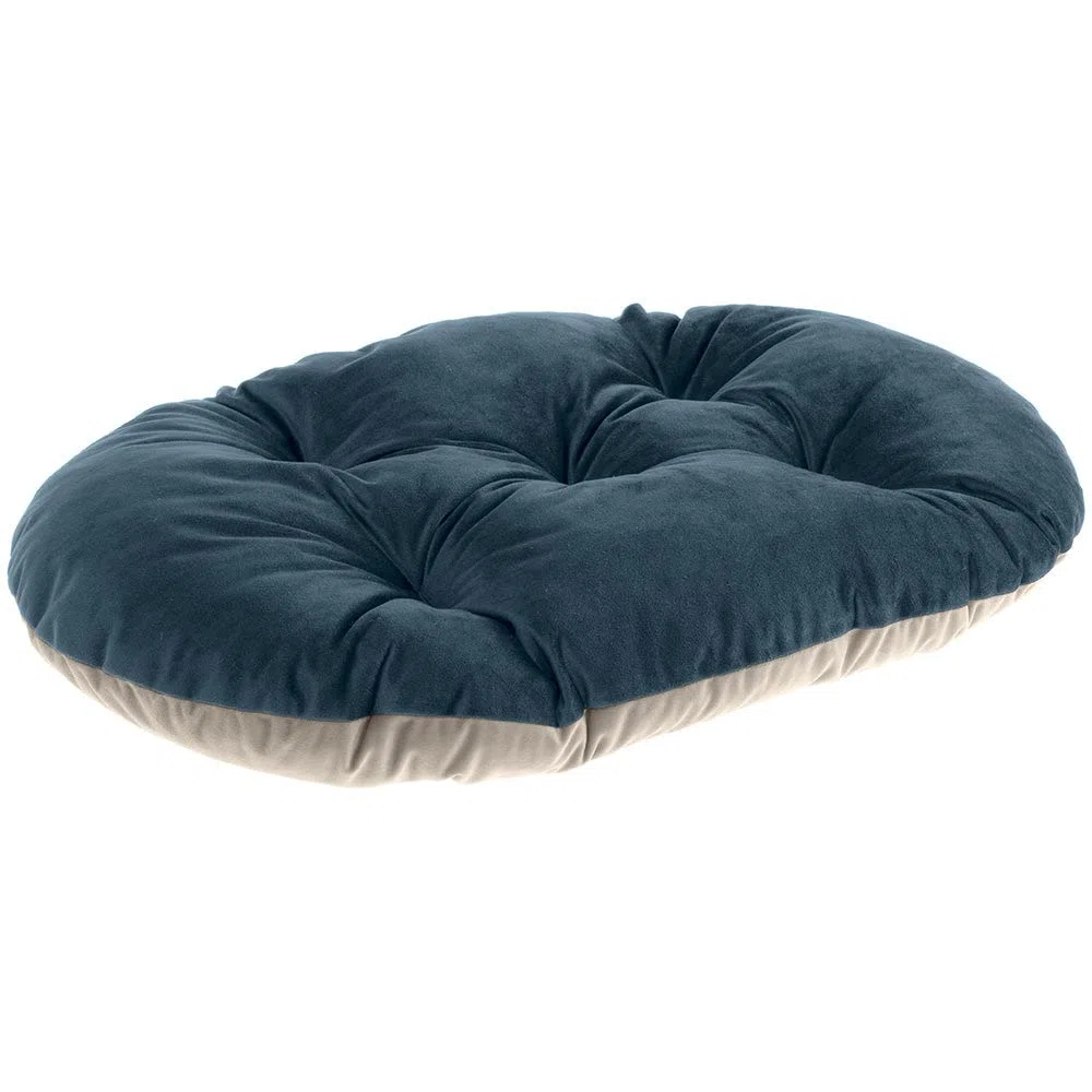 Ferplast Cojín para Perros y Gatos Prince 55/4, Cama Acolchada para Animales, Doble Cara, Suave Terciopelo, Lavable, 55 x 36 cm, Azul