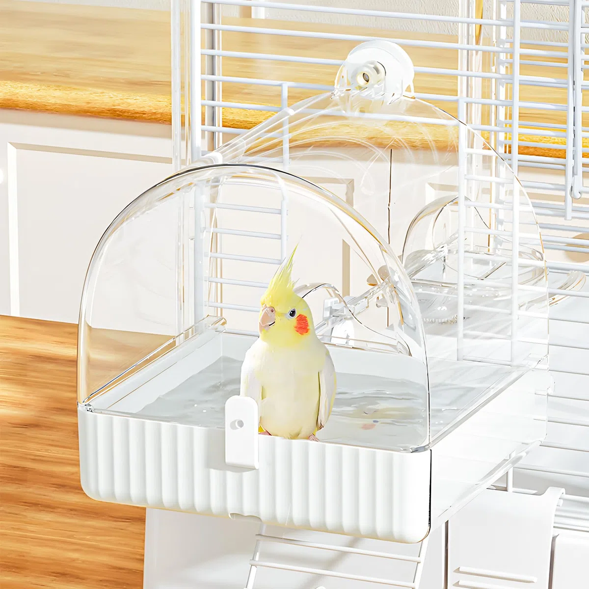 BUCATSTATE Casa de baños colgante para jaula de pájaros, 3 en 1, bañera para pájaros, cuenco, bebedero para pájaros, tazón, jaula de pájaros, accesorios para inseparables, pinzones, periquitos