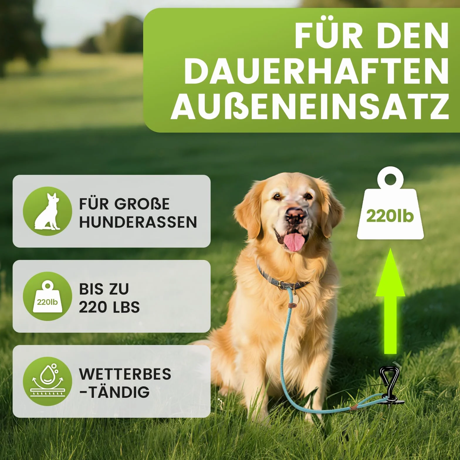 Ancla de Suelo para Perros, Estaca de Amarre para Perros al Aire Libre Antioxidante para Perros Grandes de hasta 220 Libras, Estaca de Rotación Libre para Perros para Jardín, Playa, Césped