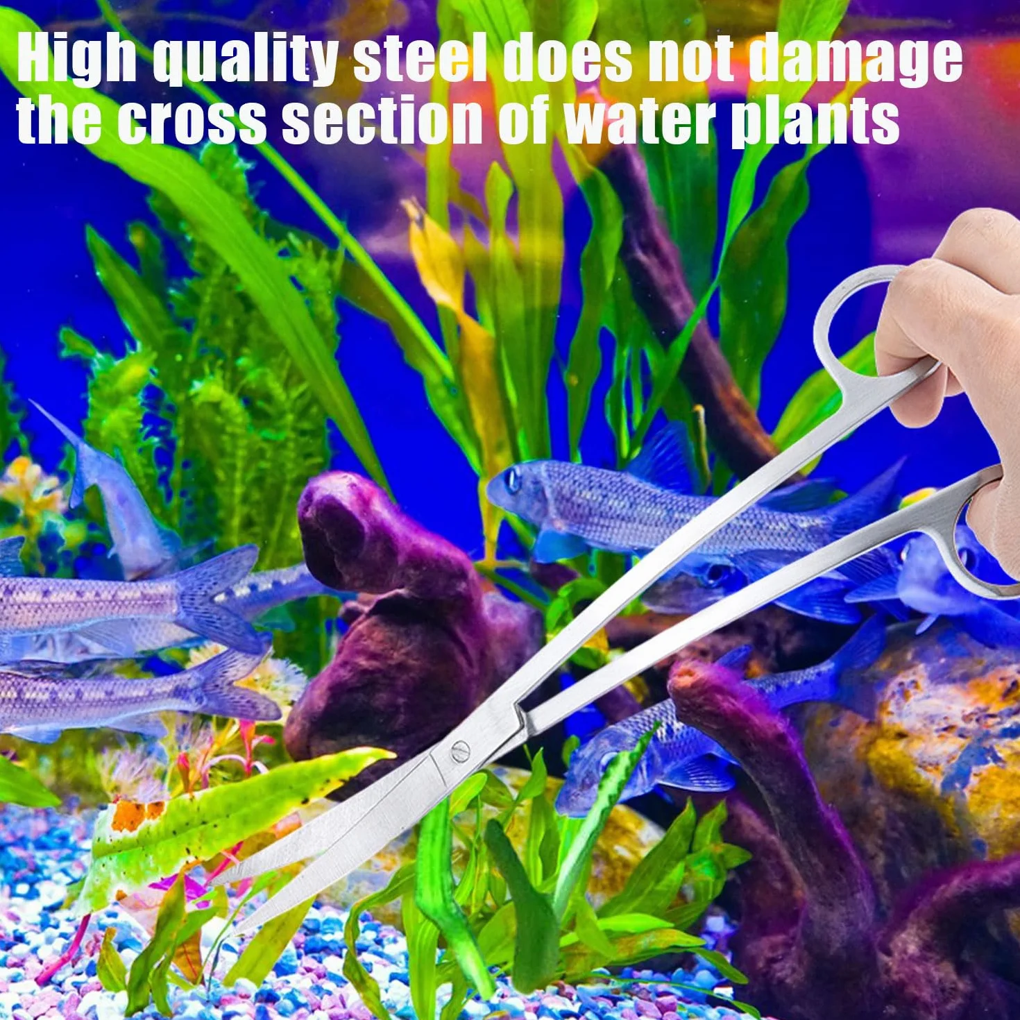 RYAN Accesorios Acuario 4 en 1 de Acero Inoxidable para Acuario Aquarium Aquascaping Kit Pinzas Tijera espátula Juego de Herramientas para Peces y Plantas Acuáticas