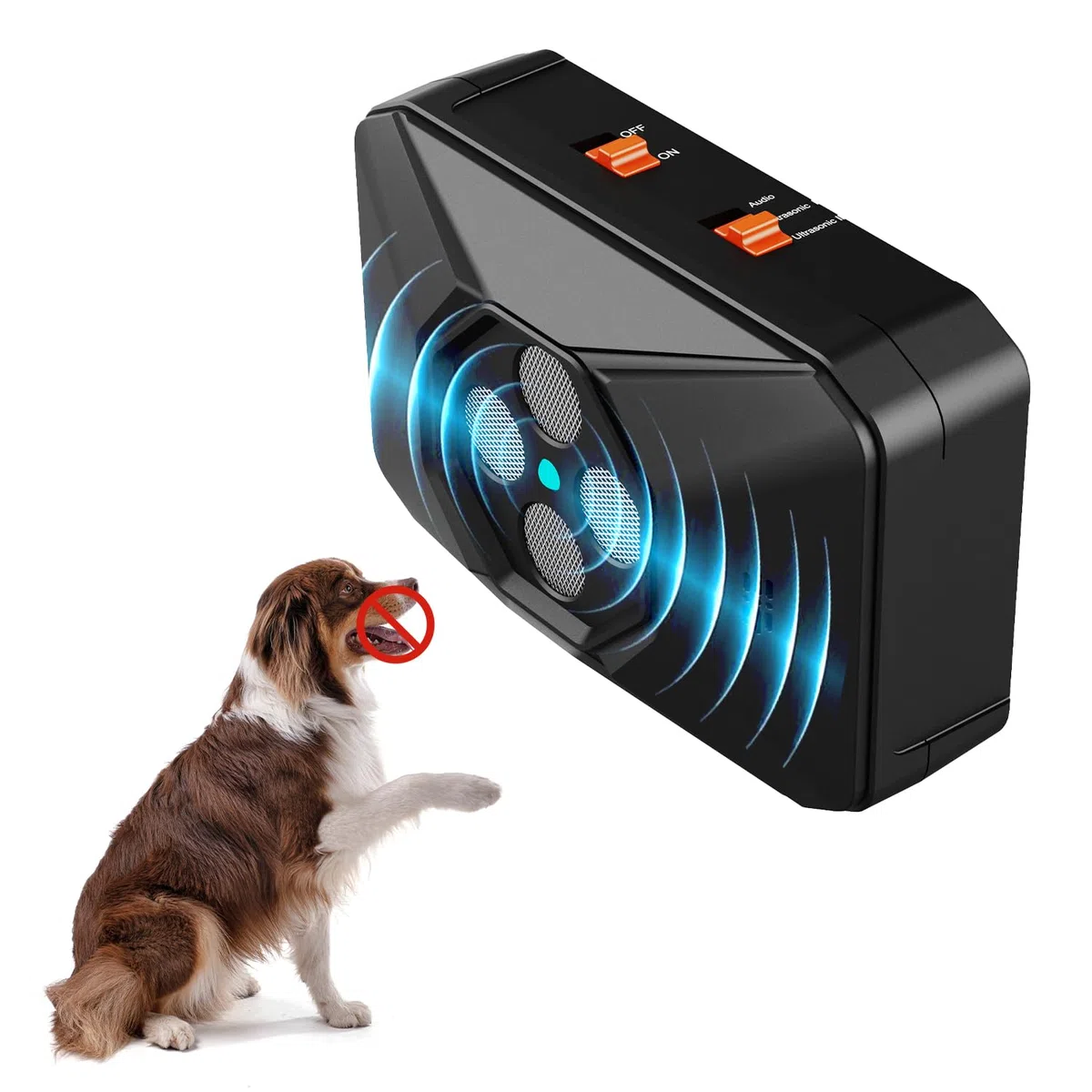 Ahuyentador de Perros Ultrasonidos,3 Frecuencias antiladridos,USB Recargable,Dispositivo Impermeable automático antiladridos Interior Exterior para Perros Pequeño Mediano Grande,30FT Alcance