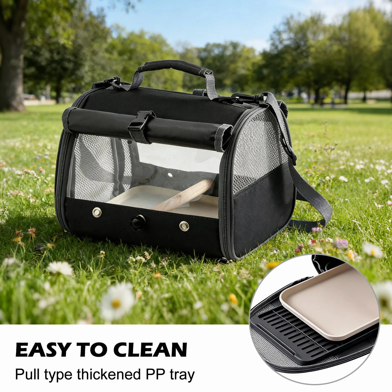 Bolsa de transporte para loros, cobayas con asiento de pie y bandeja, caja de transporte para conejos, bolsa de viaje para cobayas, bolsa de transporte para pájaros ornamentales, plegable