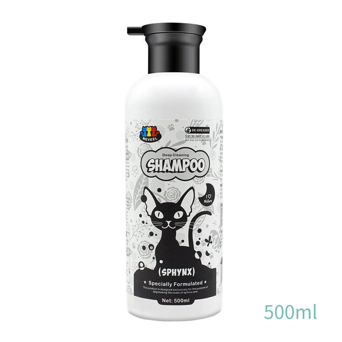 Champú de cuidado profesional para gatos sin pelo, 500 ml, perfecto para propietarios de mascotas, salones, champú para gatos, champú de limpieza profunda, accesorios de baño para mascotas para
