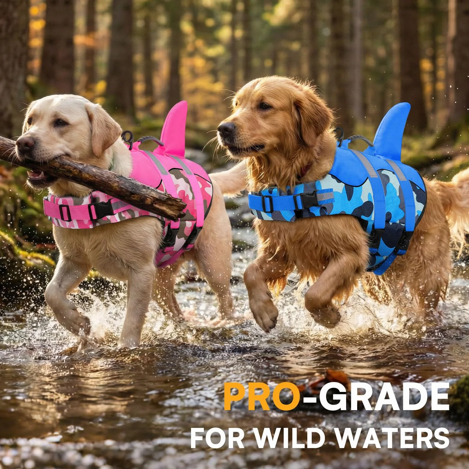 Queenmore Chaleco Salvavidas para Perro, Chaleco de Seguridad antidesgarro, Ajustable, con Alta flotabilidad y Mango de Rescate Duradero, para Perros pequeños, medianos y Grandes