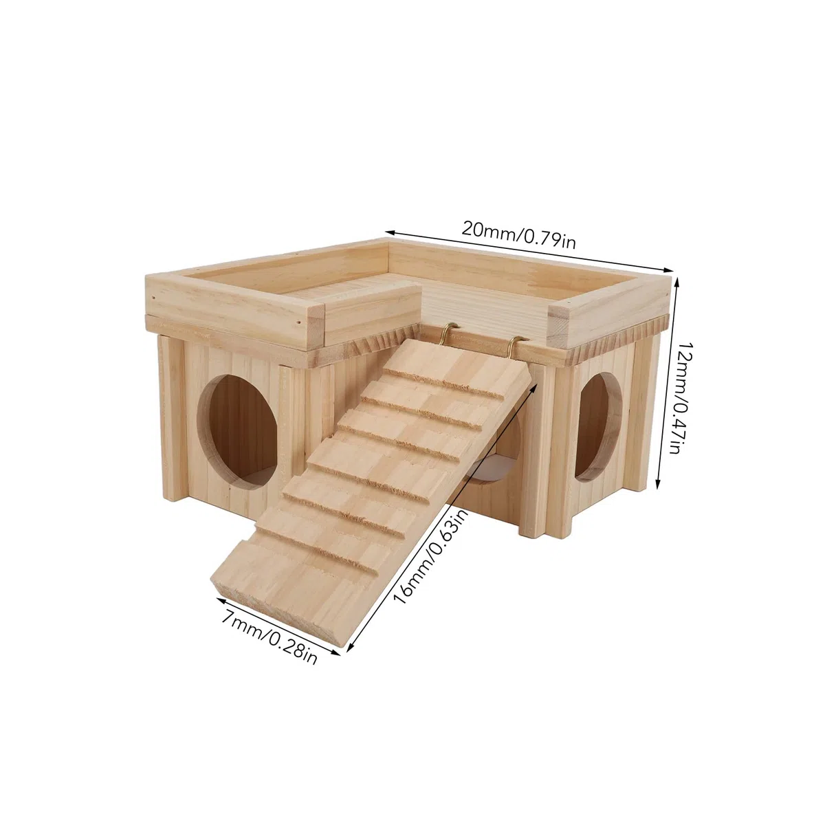 Casa de Hámster y Escondite, Varias Habitaciones, Juguete de Túnel de Escondite de Madera con Escalera para Hámster de Guinea, Jerbos, Ratones, Lemmings, Castillo de Conejito