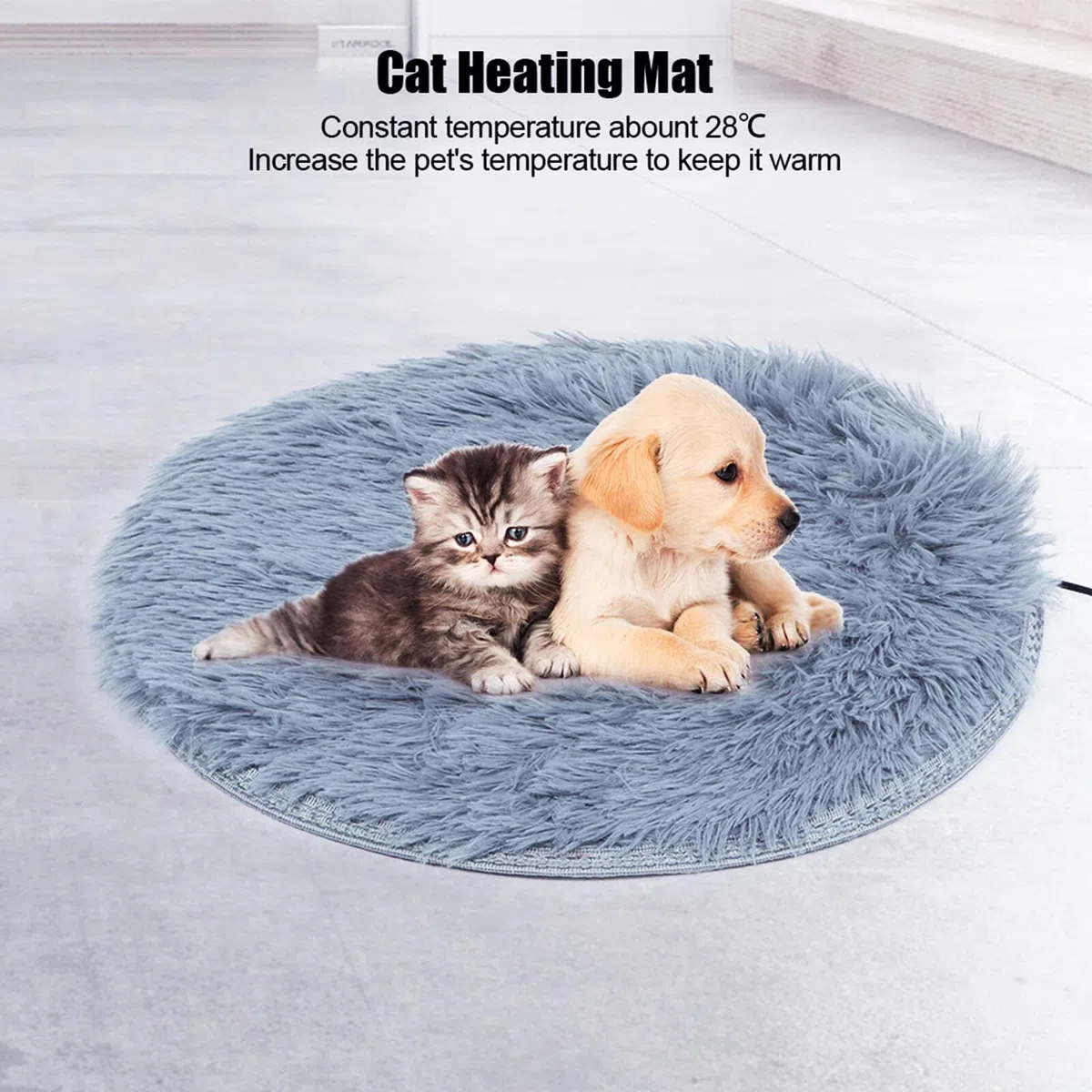 Haokaini Manta Calefactora para Mascotas Calefacción Constante Almohadilla Calefactora Eléctrica Colchón Felpa Alfombra de Cama Calentada con Cable USB para Perros Pequeños Gatos Gatitos