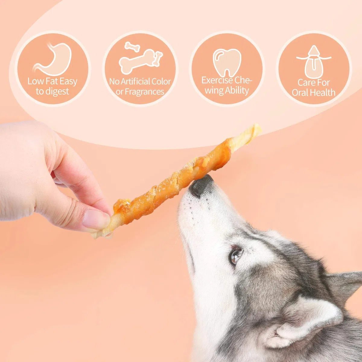 Nobleza - 600g Snack Perro Palitos de Piel de Buey Enrollados con Pollo Deshidratado, Ricos en Proteínas y Bajos en Grasas - 12cm