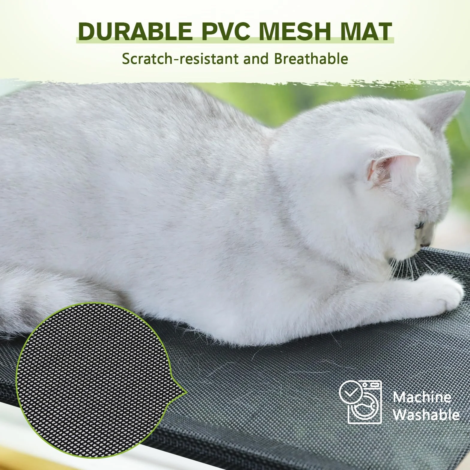 pecute Hamaca Gato Ventana, Hamaca Reforzada con Fuerte Ventosa, Cama Colgante de Interior Reclinable, Cama Colgante Malla Disipación de Calor Grande para Siesta y Tomar el Sol (hasta 15 kg)