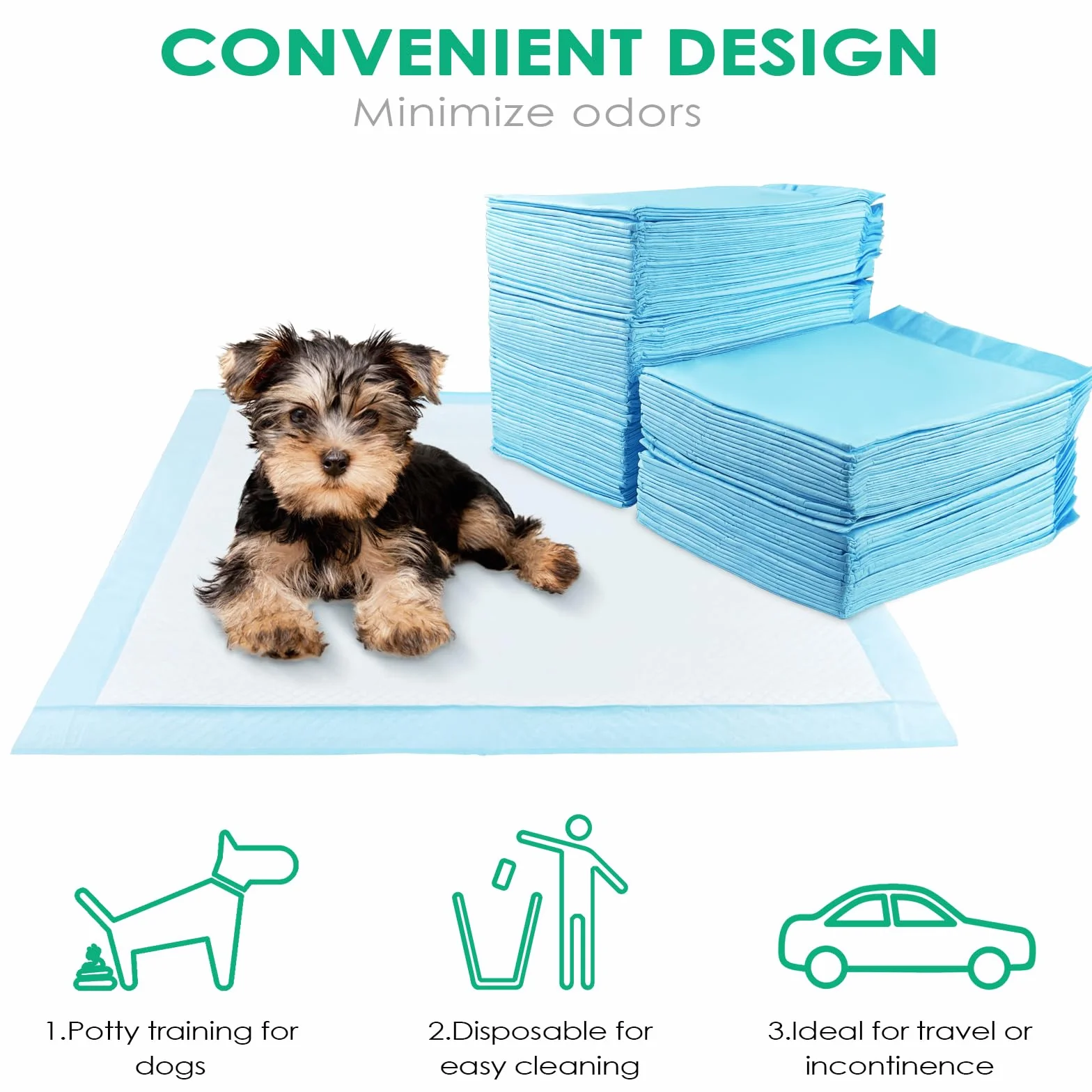 Fousenuk 100 Unidades Empapadores Perros 60X60cm, Almohadillas Perro para Puppy Pads en Casa, WC Perros Alfombrillas Higiénica Desechables para Mascotas, Superficie de Secado Rápido, Transpirables