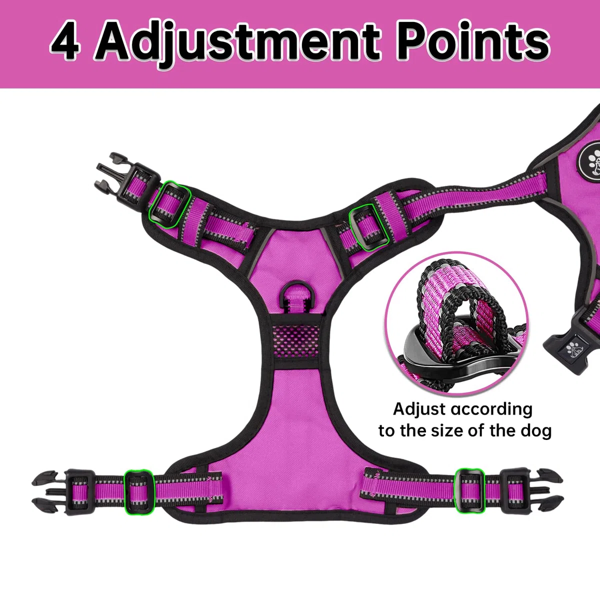 NESTROAD Arnes en H Antitirones Collar y Correa de Perro Coche, Cinturon de Seguridad Perros Antiescape Rosa Rojo, Talla M para Perros Mediano, Cuello 33~43CM Pecho 43~64, Perros Accesorios Básicos