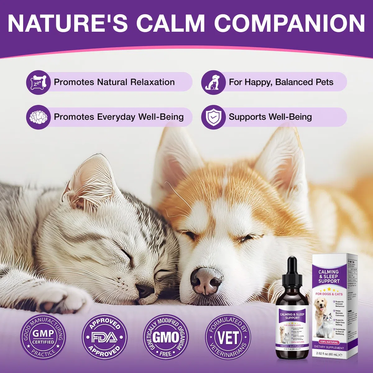 Melatonina para Perros y Gatos 120 ml, Calmante Natural para Mascotas, Ayuda para Dormir y Relajarse, Reduce Estrés, Nerviosismo y Ansiedad,Suplemento Líquido de Absorción Rápida para Bienestar Animal