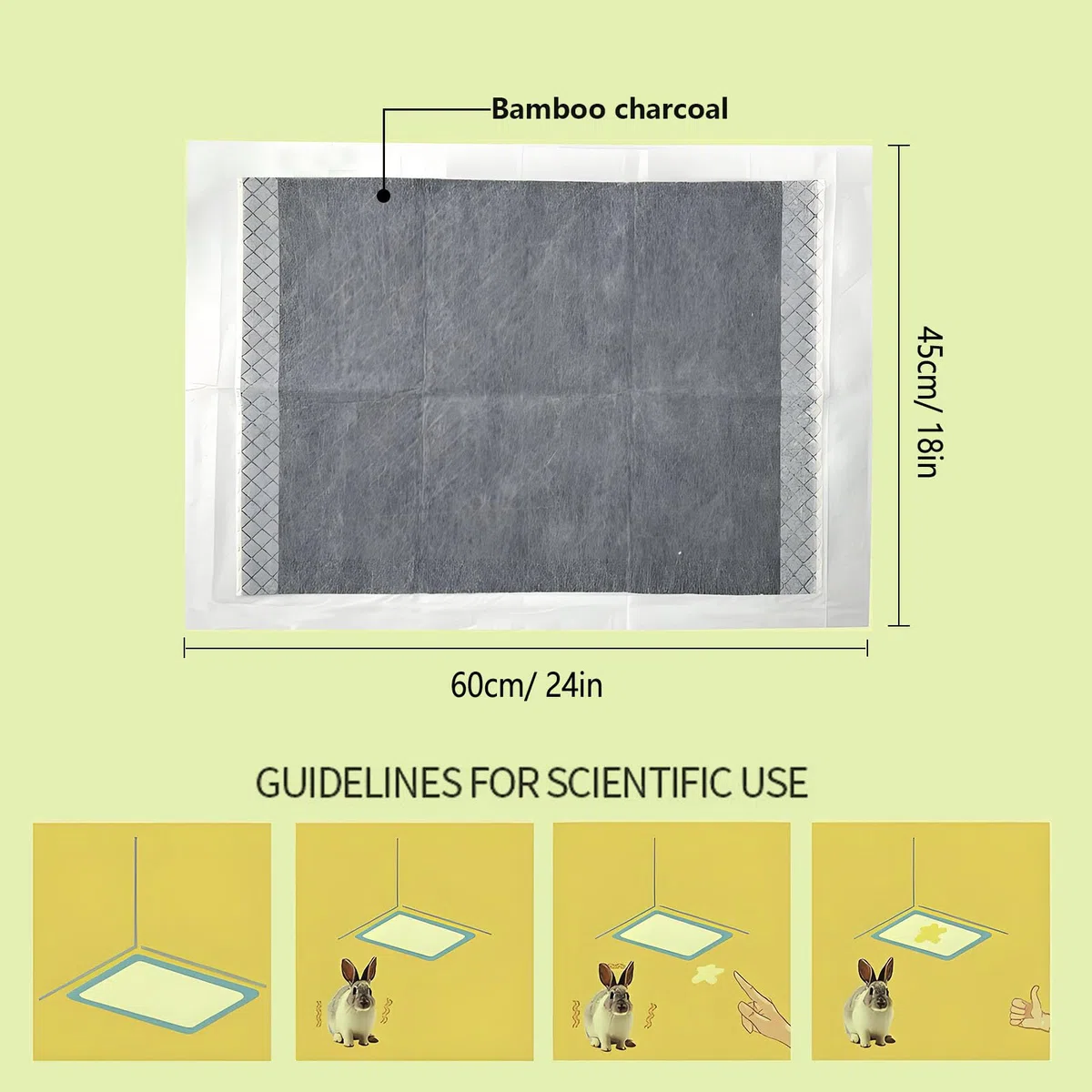 Almohadillas para Pipi de Conejos, Forros Desechables para Jaulas, 60 Piezas Almohadillas Higiénicas Absorbentes para Cobayas Cachorros Chinchillas Hamsters Hurones Erizos Gatos (60x45cm)