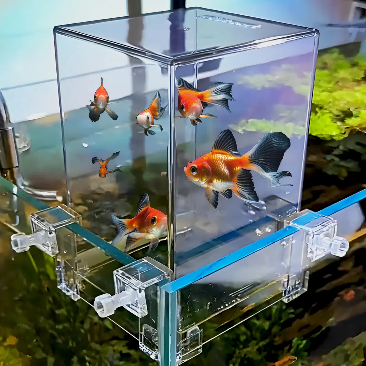 Torre de peces de presión negativa de acrílico, acuario de extensión de aire, acuario suspendido al vacío para paisajismo ecológico, piscina de peces de agua con reposición de agua para el hogar